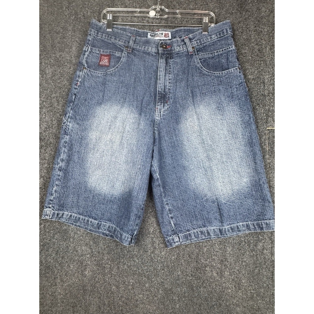 Y2K Brooklyn Xpress Mens Size 34x 12.5" Denim Short Wide Leg Baggy Streetwear - Picture 2 of 10